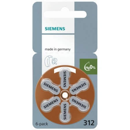 Siemens Size 312 Hearing Aid Batteries