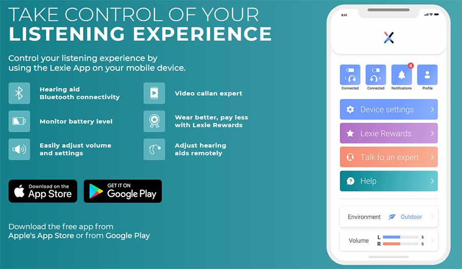 Lexie hearing aids smartphone app