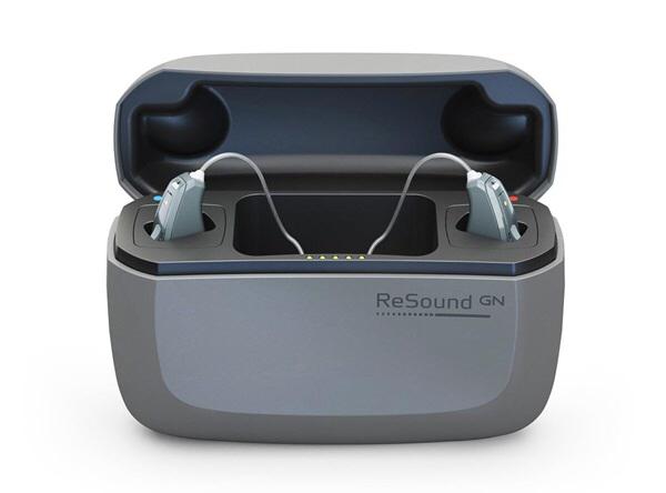 Resound Preza hearing aids in charger