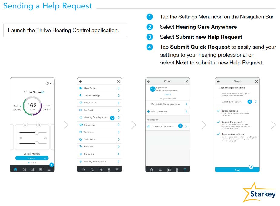 Starkey Livio hearing aids remote support request