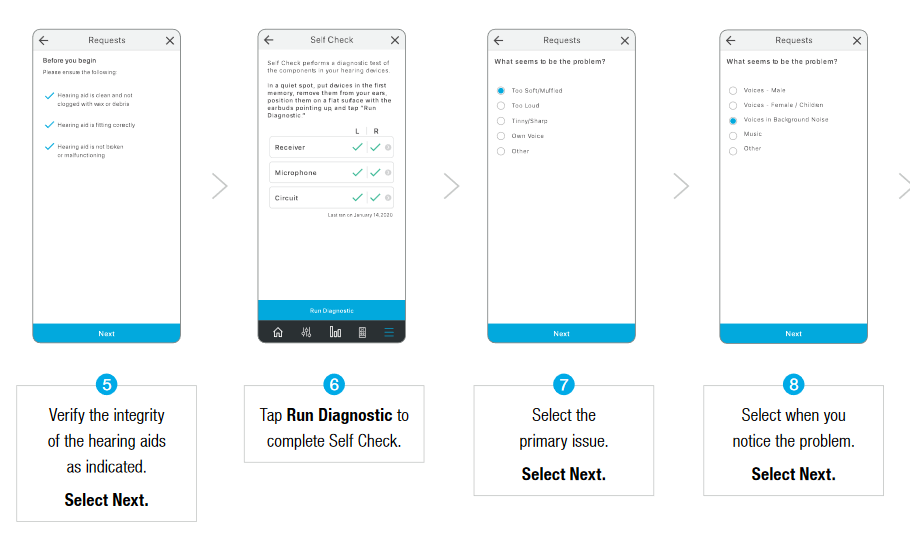 sending a request for hearing aid support on Thrive stage 2