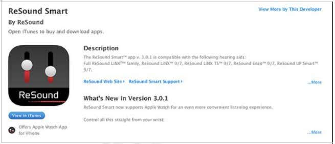The ReSound Smart app is compatible with the Apple watch and allows hearing aid users to fine tune the sounds they hear.